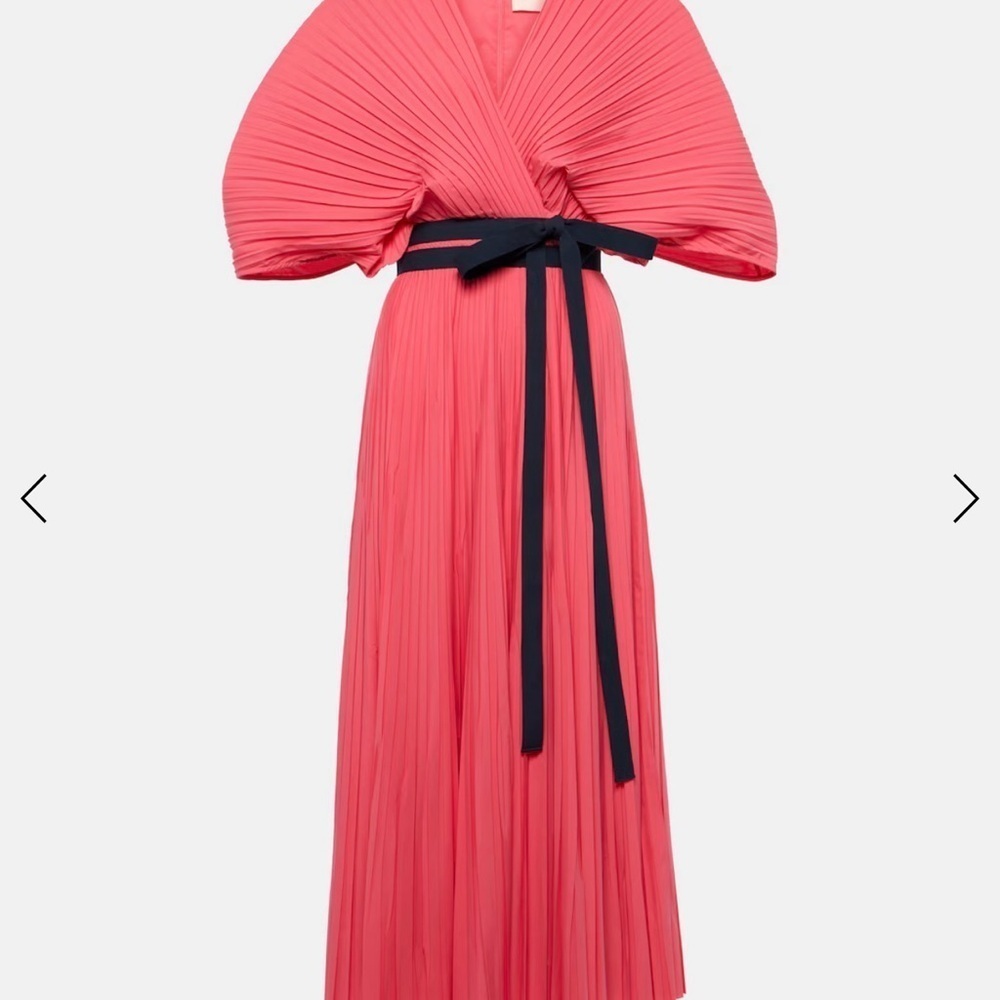 ROKSANDA VENDITA PLEATED Elegant PINK Dress with BLUE Belt SzUK10 US 4-6
